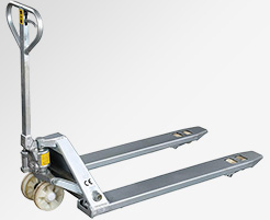 秦皇島食品加工廠車間不銹鋼手動液壓搬運車搬運原料