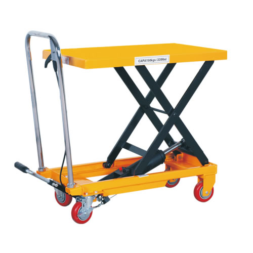 冠航牌小型手動(dòng)單剪液壓升降平臺(tái)車貨物搬運(yùn)車